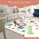 Fshibila 74" × 50“ Baby Play Mat for Floor, Baby Playmat for Playpen, Thick Ultra Soft Playpen Mat for Playing or Crawling, Provides Cushioning, Double-Sided Pattern (0.4" Thick)