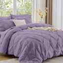 Sasttie King Size Comforter Set, 7-Piece Bed in a Bag, Pintuck Bedding Set for All Season, Includes Comforter, Flat Sheet, Fitted Sheet, Pillowcases and Pillow shams, New Purple
