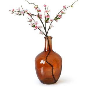 Bfttlity Clear Glass Vase Tall Farmhouse Vase for Branches Glass Vases for Centerpieces in Home Decoration (M-Amber)