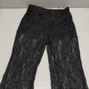 Women's Y2K Floral Lace See Through Pants Sheer Straight Leg Long Pants Club Wear, Size Small