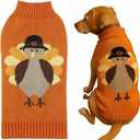 Thanksgiving Dog Sweater Turkey Outfit Clothes, Holiday Dog Fall Sweater Costumes for Large Dogs, XX-Large (XXL) Size 23" Back Orange