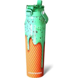 Frost Buddy 32 Oz Insulated Water Bottle with Straw & Chug Lid | Leak-Proof Stainless Steel | 24-Hours Cold | Sweat-Proof, Cup Holder Friendly | Ideal for Gym, Travel, Sports & Everyday Hydration (Mint Chocolate)