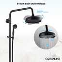 gotonovo Bathroom Shower Faucet Rain Mixer 8 Inch Round Shower Head Double Cross Handle with Tub Spout Wall Mount Bathroom Shower Fixtures 3 Function Metal Handheld Sprayer Oil Rubbed Bronze