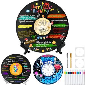 3PCS Blank Vinyl Records 12" Vinyl Records Birthday Decorations, Doodle on Fake Records,Records for Wall Aesthetic Party Favor Sign Poster, Sweet 30th Birthday Large Guest Book