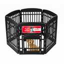 IRIS USA Dog Playpen with Door, 34” 6 Panel Pet Exercise Pen – Indoor Outdoor Puppy Play Pen, Portable Plastic Pet Fence for Small Medium Dogs, Foldable 44” x 63” x 34”, Black