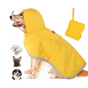 Abbylike Adjustable Waterproof Dog Raincoat Slicker Poncho for Dogs Puppies, with Transparent Hooded Double Layer, with Reflective Edges and Foldable Storage Bag (XL)