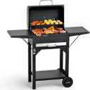 MASTER COOK Charcoal Grills with Two Side Tables, 17'' Outdoor Smoker Barbecue bbq grill for Camping, Patio,Backyard Party, Picnic, Black