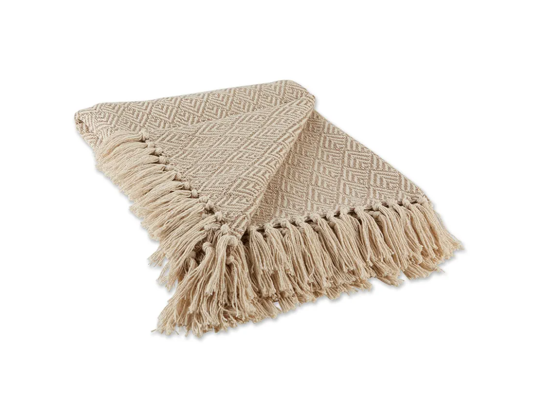 DII Diamond Throw Collection Cotton Woven, 50x60, Stone