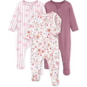 Yoofoss Baby Pajamas 100% Organic Cotton Baby Sleepers for Newborn  3-6 Months Boys Girl Clothes 3pcs Footed PJs