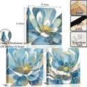 Blue Abstract Canvas Wall Art, 12"x12" Blossoming Floral with Gold Foil Prints - Set of 3 for Living Room, Bedroom, Bathroom