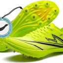 Track and Field Shoes Men Women Kids Spikes Sneakers Full-Length Carbon Plate Track Race Jumping Sneakers Girls Professional Running Tarck Spikes Shoes Boys (Green, Adult, Men, 4, Numeric, US Footwear Size System, Medium)