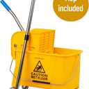 Mind Reader Mop and Bucket Set with Wringer, Mop Included, 5.5 Gallon Cleaning System with Wheels, Upward Press Wringer, Small Mop Compatible