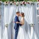 30x10ft Wrinkle Free White Backdrop Curtain for Parties Soft Fabric Drapes Wedding White Curtain Backdrop for Birthday Party Decorations Background for Photography 5x10ft, 6 Panels