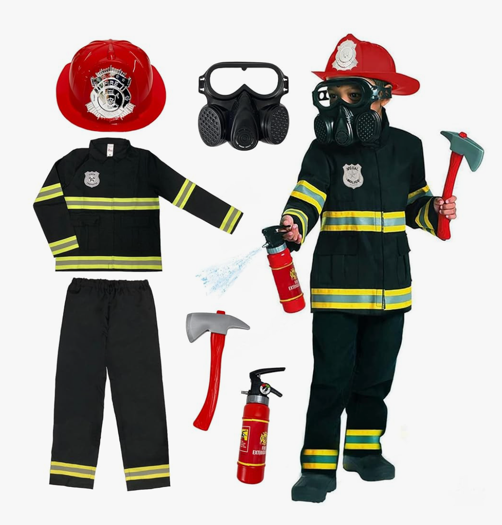 Morph Firefighter Costume for Kids (2 Colors) - Boys Fireman & Fire Fighter Costume for Halloween, Medium