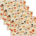 EMMTEEY Fall Placemats Set of 4,18X12 Inch Orange Autumn Leaf Placemats Linen Disposable Table Mats Washable for Kitchen Dining Table Dcor (Maple Leaves-5)