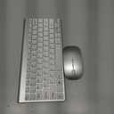 Wireless Keyboard and Mouse Combo, Compact Quiet Wireless Keyboard and Mouse Set 2.4G Ultra-Thin Sleek Design for Windows, Computer, Desktop, PC, Notebook, Laptop (GHKM03 Silver White)