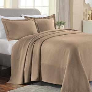 Superior Solitaire Cotton 3 Piece Bedspread Set, Home Bed Decor, Decorative Textured Bed Spread, 2 Pillow Shams, Airy Blanket, Matelasse Coverlet Bedding, All-Season Accent Blanket, Queen, Taupe
