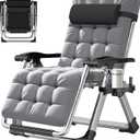 ABORON Zero Gravity Chair,Premium Outdoor Lawn Folding Lounge Chairs,Sturdy Adjustable Reclining Patio Chairs with Removable Cushion,Headrest & Tray (A Light Gray)