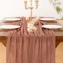 Socomi 2pcs Dusty Rose Summer Cheesecloth Table Runner Boho Rustic Gauze 120 inch 10FT Cheese Cloth Sheer Runner for Wedding Party Baby Shower Birthday Home Decor Holiday Decorations