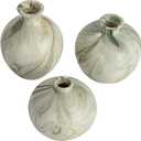 Creative Co-Op Decorative Stoneware Vases with Marbled Designs, Green, Set of 3