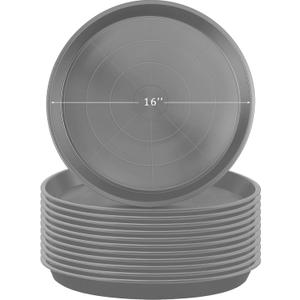 Eccliy 12 Pcs Plastic Plant Saucers Round Plant Tray Large Flower Pot Heavy Duty Planter Water Trays Thick Planter Drip Saucers for Indoors and Outdoors(16 Inch,Gray)