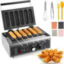 Corn Dog Maker - 1550W Commercial Waffle Stick Maker 6Pcs Non-stick Stainless Steel Corndog Maker Machine 572  Temperature and Timer for Restaurant Bakery Snack Hotel