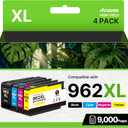 962XL Ink Cartridges for HP 962XL Ink Cartridges Combo Pack Work for HP OfficeJet Pro 9010, 9015, 9018, 9020, 9025 9014 9016 9019 Printer, 4-Pack