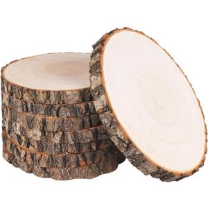 8 Pcs Natural Wood Slices for Centerpieces, 7-8 Inch Unfinished Wood Centerpieces for Tables, Rustic Wooden Discs for Crafts Dinner Table, Baby Shower, Wedding Decorations