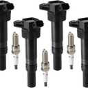 YOMALL 4PCS UF651 Ignition Coils & 4PCS Iridium Spark Plugs Ignition Coils Pack Fits for 2012-2016 Elantra, 2013-2020 Elantra GT, 2014-2020 Tucson, 2012-2019 Soul 1.8L 2.0L, Aftermarket Parts