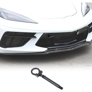 Front Bumper Tow Hook Compatible with Chevrolet Corvette C8 2020-2026, Race Style Front Tow Hook O-Ring, Exterior Tow Hook Trailer Hitch Accessories (Black)