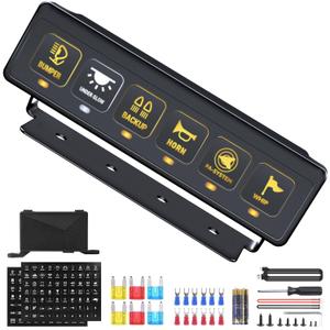 6 Gang Wireless Switch Panel - Multifunction Offroad Switches with 4 Light Memory Function, Toggle Switches Universal Circuit Control Relay System Switch Box for Boat Truck SUV ATV UTV Car