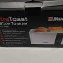 Mueller UltraToast Full Stainless Steel Toaster 4 Slice, Long Extra-Wide Slots for Bagels and Waffles, 6 Browning Levels, LED Display, Cancel/Defrost/Reheat Functions & Removable Tray, Kitchen Gadgets