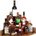 KLM Liquor Bottle Display Corner Shelf, Coffee Syrup Rack Organizer, 3 Step Countertop Liquor Wine Rack, mini bar, Liquor Cabinet, Home Retro Bar Shelf Stand for Liquor Whiskey. (Brown)