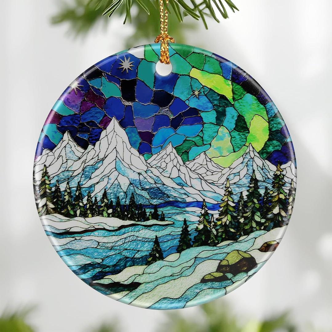 Mountain Landscape Ornament, Christmas Ornament Christmas Tree Decor, Holiday Decoration, Stocking Stuffer, Festive Gift Idea, Gifts for Nature Lover, Mountain Lover, Friends, and Family