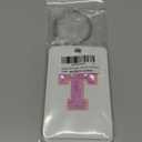 Sodsay 2 PCS Initial Luggage Tag, Luggage Tags for Suitcases Cute Sequin Letter PU Leather Travel Bag Baggage Tags ID Label with Steel Loops for Women Kids Teens (T, White Leather+Hot Pink Letter)