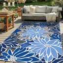 ZonLi Outdoor Rug 9x12Ft Waterproof Multicolored Blue Grey Indoor Area Rug Washable Outdoor