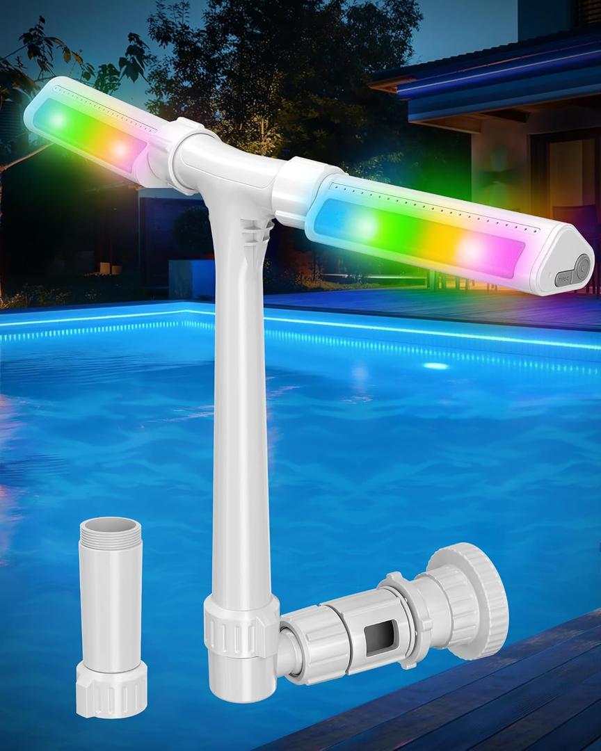 2025 Height Upgrade Pool Fountain with Lights for Above & Inground Pools - Dual Spray Aerator with Remote Control, 360 Adjustable Sprinkler, Pool Cooler & Decor Accessories