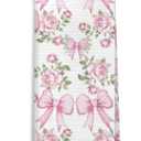 Coquette Pink Bow Floral Kitchen Towels, Preppy Pink Floral Hand Towels for Bathroom Kitchen Decorative, Shabby Chic Cottagecore Flower Dish Tea Towels Drying Cloth, 16x24 Inch