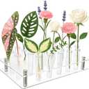 Plant Propagation Station, 24 Floral Tubes, Floral Arrangement Kit, Modern Acrylic Desktop Rack with Propagation Tubes for Hydroponics Rooting Cuttings, Bud Vase Holder, Plant Lover Gift