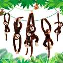 Hungdao 6 Packs Hanging Monkey Stuffed Animal Toy with Hook and Loop Fasteners Hands Stuffed Monkey Plush Toys for Kids (24 Inch, 32 Inch)