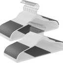SONGMICS Clothes Hangers, Pack of 30 Plastic Coat Hangers, Space-Saving, White and Dark Gray UCRP050W03