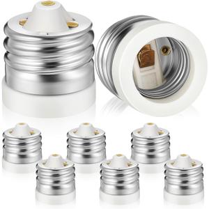 6 Packs E39 to E26 Socket Converters, Ceramic Mogul E39 to Standard Medium E26 Screw Base Light Bulb Socket Converter Mogul Base Adapter Sockets Reducer, Maximum 660W and 200 Heat-resistant
