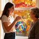 Stained Glass Window Hanging, Birds Sun Catchers Glass Panel, Suncatcher Window Decor 8", Birthday for Women Men Mom and Friend Colleague