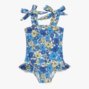 Toddler Swimsuit Girl Color Block Stripe One-Piece Swimwear Baby Girl Size 9-12