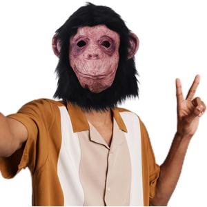 Monkey Head Mask with hair for Adult,Halloween Animal Latex Orang Mask for Cosplay Costume Party Prop