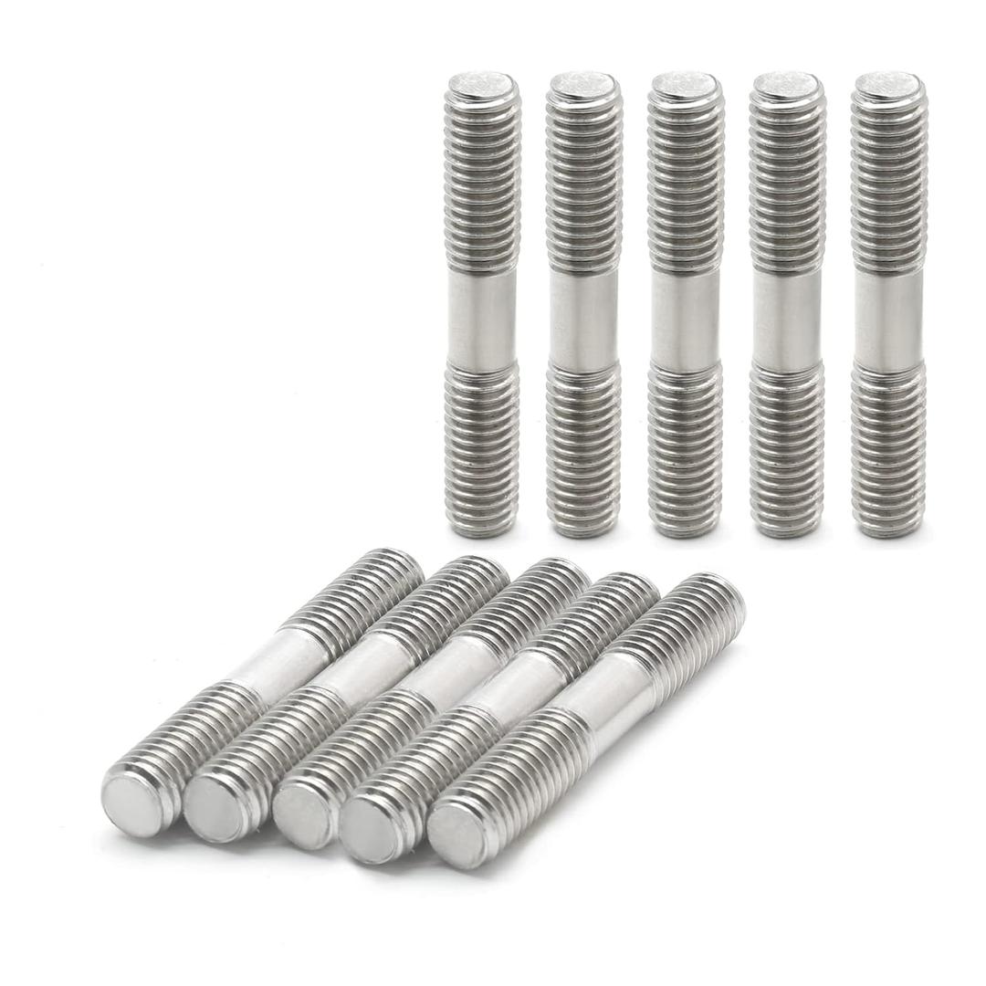 10PCS M10 x 50mm Double End Threaded Stud, Stainless Steel, 50mm Length