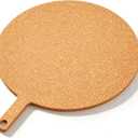 Lounsweer 20" × 16" Round Pizza Board with Handle, Wood Fiber Pizza Peel, Non-slip Cutting & Serving Board, Heavy Duty Wooden Serving Tray for Baking, Charcuterie & Kitchen Use