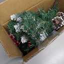 DR.DUDU 15 Inch Outdoor Christmas Decorations Urn Filler for Front Porch- 2 Pack Lighted Christmas Pot Fillers with Stake, Xmas Pine Trees with Timer for Outside Home Dcor