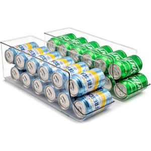 Sorbus Can Dispenser for Refrigerator - 12 Can Fridge organizer Rotation System Rack - Clear Soda Can Organizer for Refrigerator, Freezer & Pantry - Great for Kitchen Organization & Storage (2-Pack)