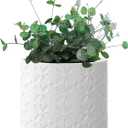 8 Inch Planter, Plant Pots with Drainage Hole, Modern Cylinder Flowerpot - Indoor & Outdoor Plants for Home & Office,White